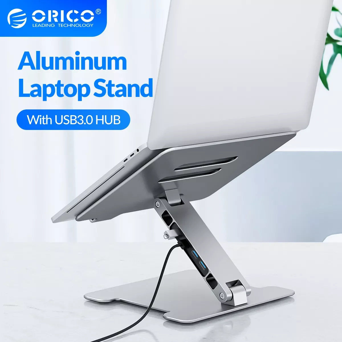 

ORICO Aluminum Riser Foldable Laptop stand Notebook Holder Portable Laptop Cooling Stand with USB3.0 HUB and SD Port for MacBook