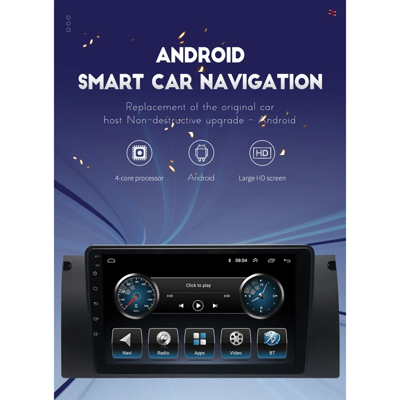 

9 дюймовый Android 1 + 16G Автомобильный GPS-навигатор, мультимедийный плеер, Bluetooth Авторадио, автомобильный стереоплеер для-BMW E39 E53 X5