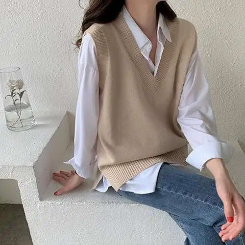 

Новинка 2023, вязаный кашемировый свитер с V-образным вырезом, Женская осенне-зимняя модная кашемировая куртка, элегантный свитер без рукавов, H148