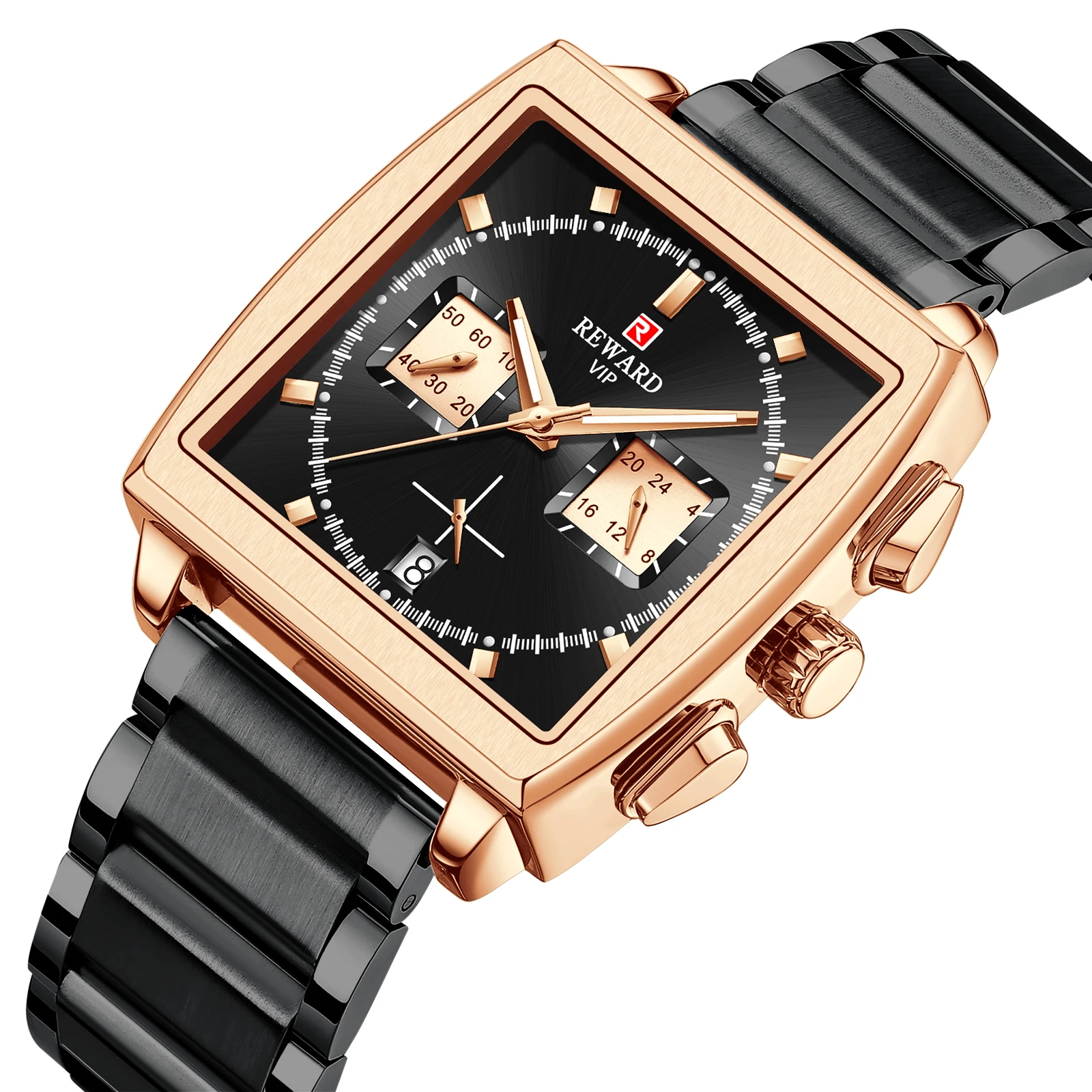 

2022 New Luxury Watch Top Brand Casual Sport Chronograph Men's Watches Stainless Steel Wristwatch Square Waterproof Quartz Clock