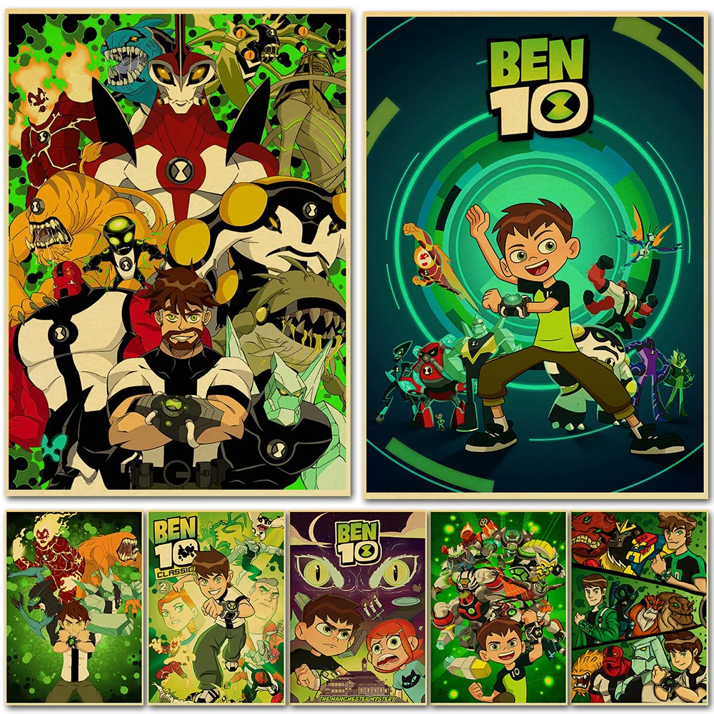 

Ben 10 Poster Anime Cartoon Kids Retro Prints and Posters Home Living Room Decor Art Bar Cafe Pictures Frameless Wall Painting