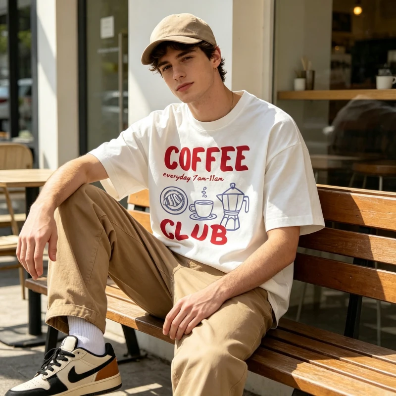 Фото Топы в стиле Y2K, креативные футболки с принтом Coffee Club Everyday 7Am 11Amprint, женские футболки, универсальные женские футболки, повседневный топ с круглым вырезом, летний топ №3