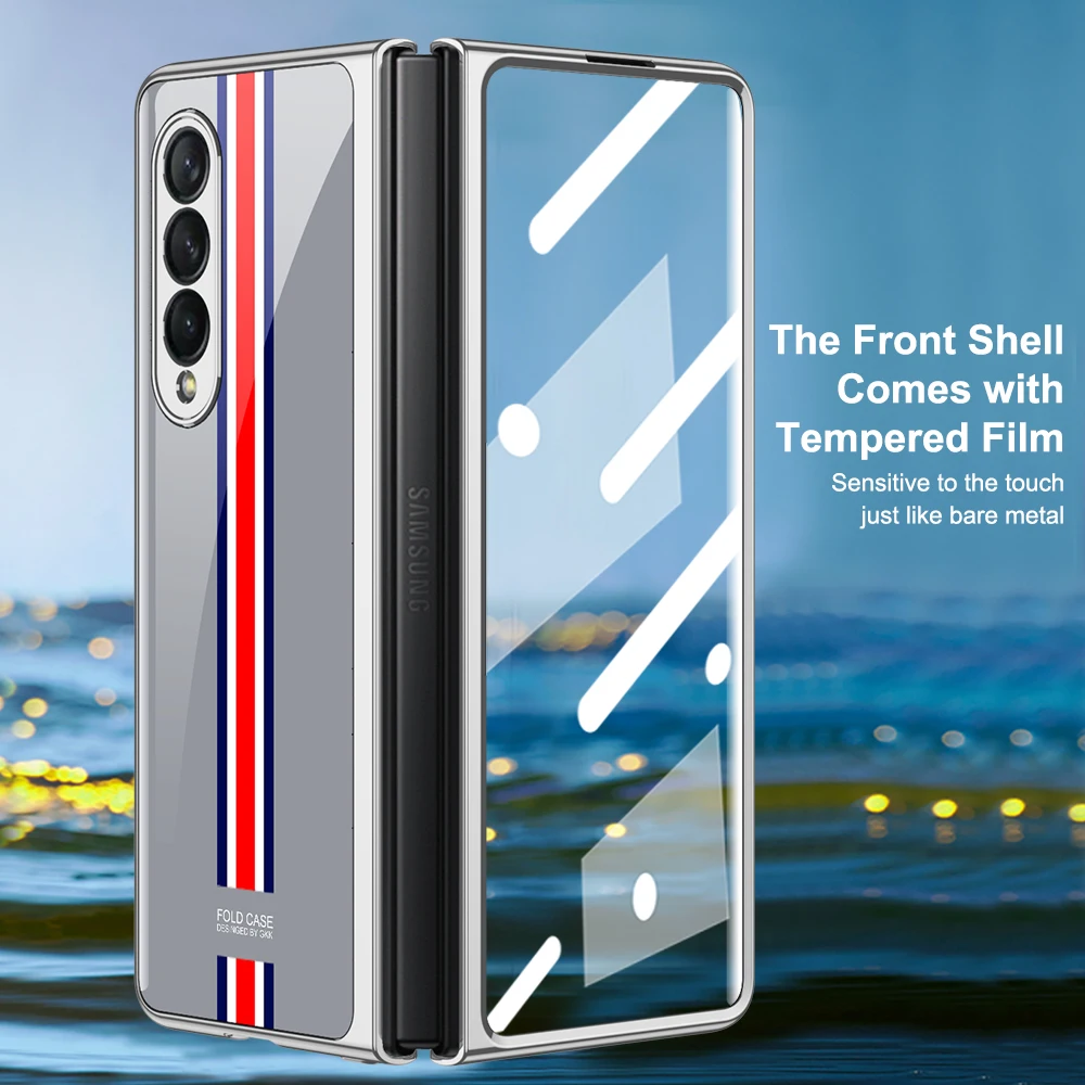 W22 Samsung Folding Screen Phone Case Galaxy Z Fold 3 5G 360°All-Inclusive Electroplating Cover Samaung Galaxy Z Fold 3 5G Cases