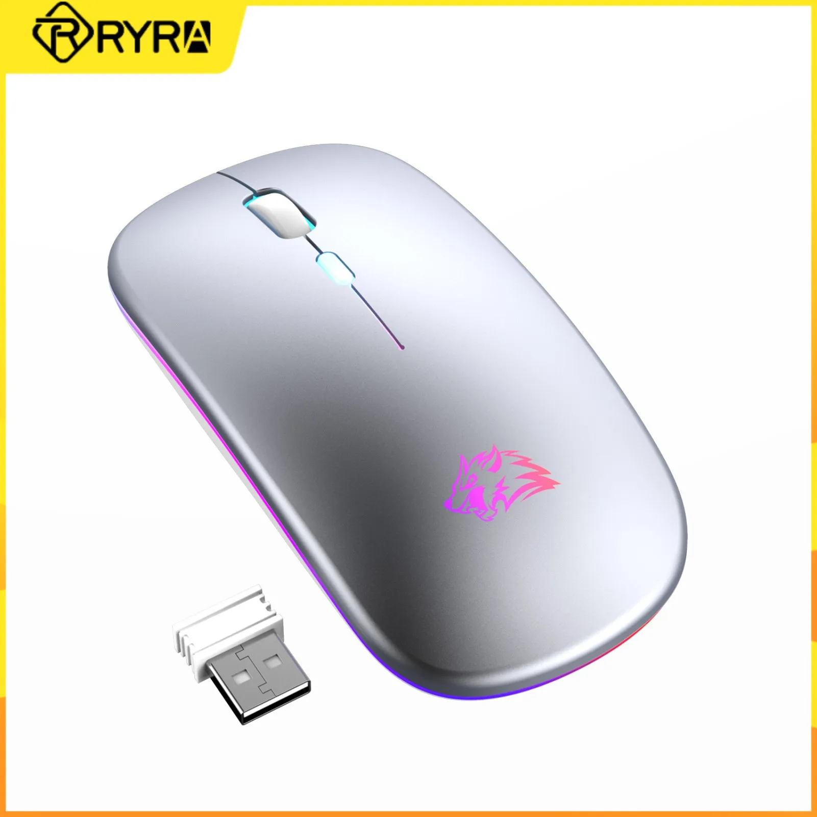 

RYRA Wireless USB Mouse Rechargeable Bluetooth Wireless Computer 2.4Ghz Silent LED Backlit Ergonomic Gaming Mouse for Laptop PC