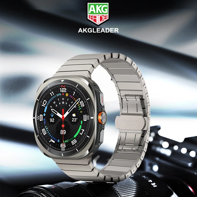 AKGLEADER One Plant ремешок из нержавеющей стали с застежкой-бабочкой для Samsung Galaxy Watch 7 Ultra