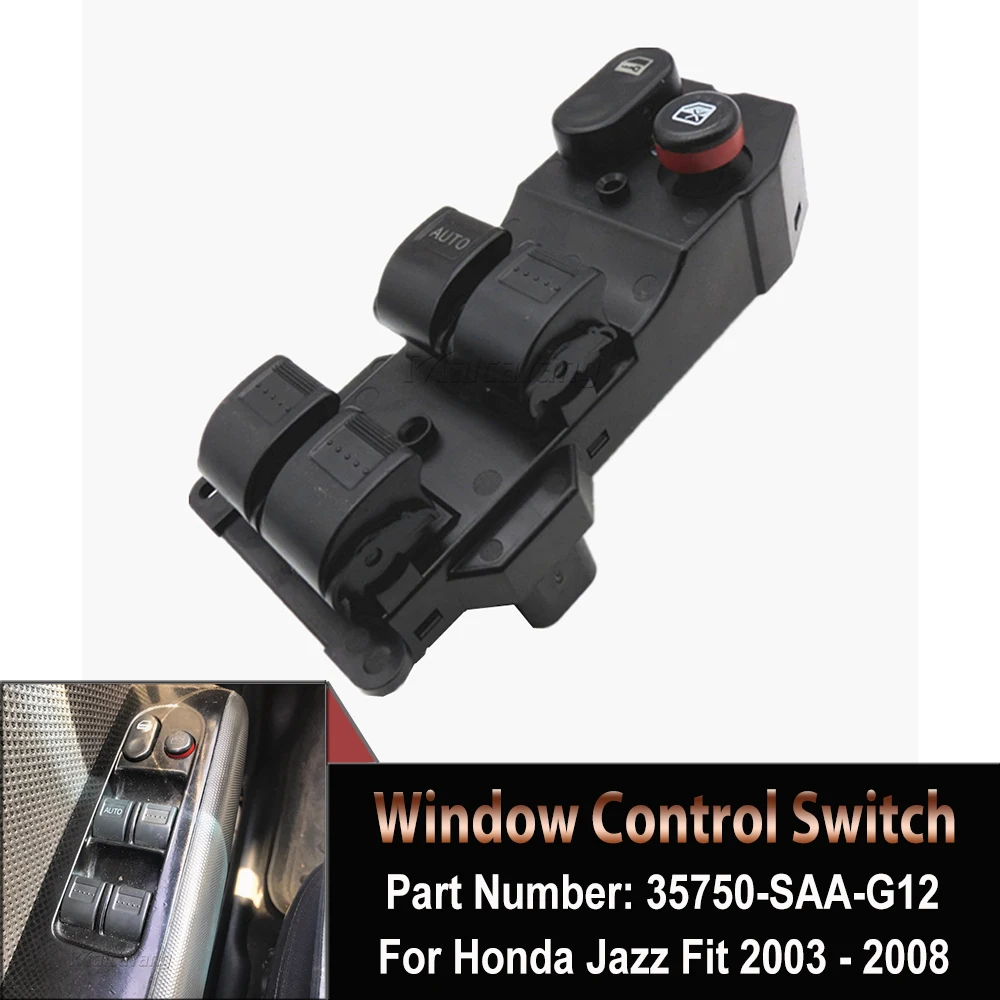 

35750-SAA-G12-M1 New Power Window Lifter Switch 35750SAAG12M1 For Honda Jazz Fit 2003 2004 2005 2006 2007 2008 35750-SAA-G12