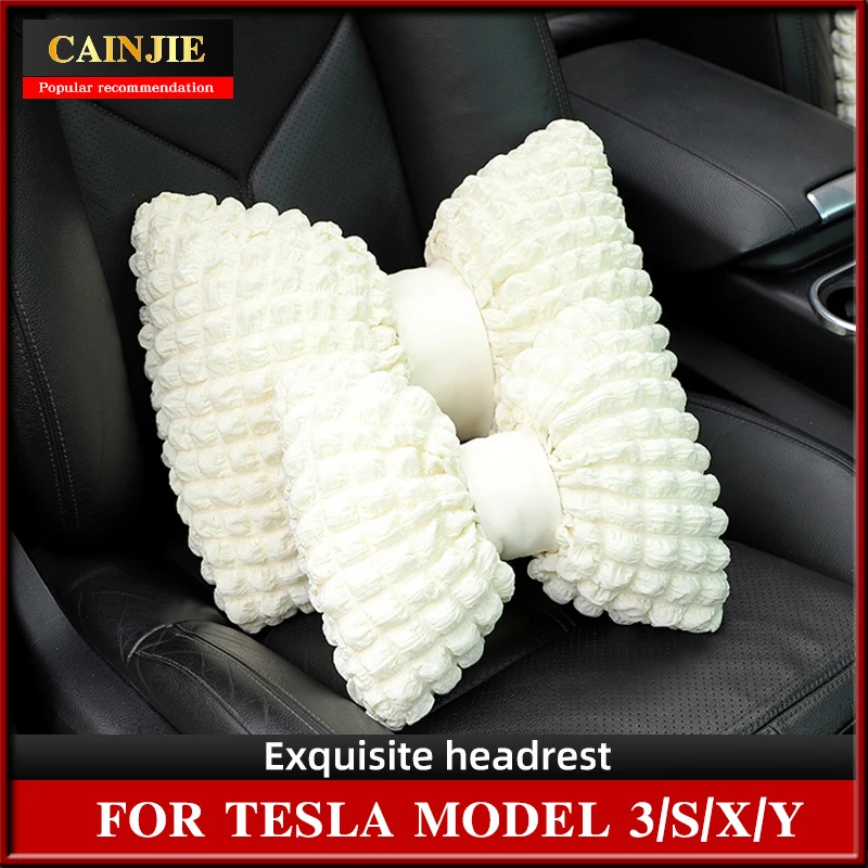

For Tesla Model 3/Y 2022 Accessories PP Cotton Headrest Travel Pillow Neck Support Bracket Seat Cover Car Seat Cushion