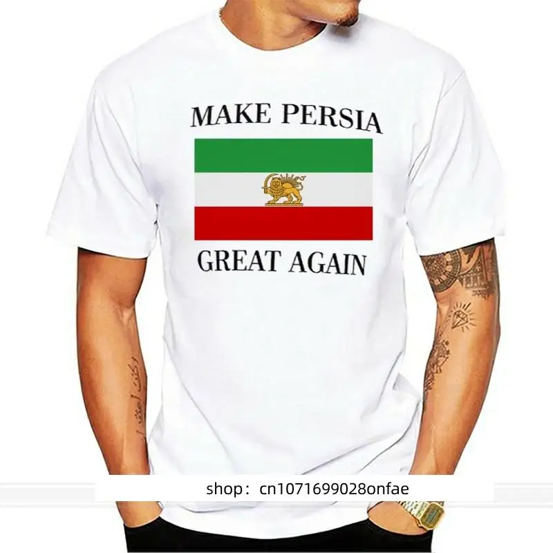 

Kaus Bendera Make Persia Great Again - Shah Of Iran Kaus Katun Kaus Mode Musim Panas Pria Ukuran Eropa
