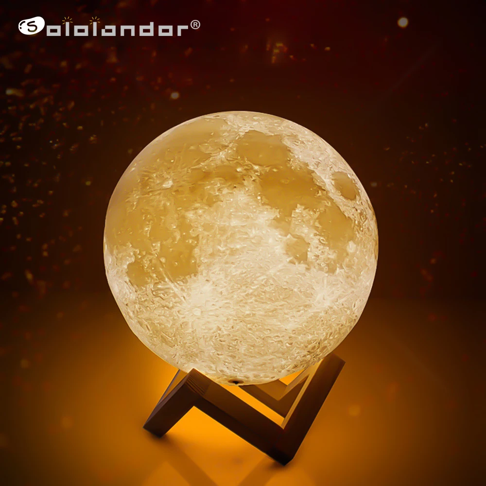 

Rechargeable 3D Print Moon Lamp 2 Color Change Touch Switch Bedroom Bookcase Night Light Home Decor Creative Gift