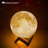 rechargeable 3d print moon lamp 2 color change touch switch bedroom bookcase night light home decor creative gift