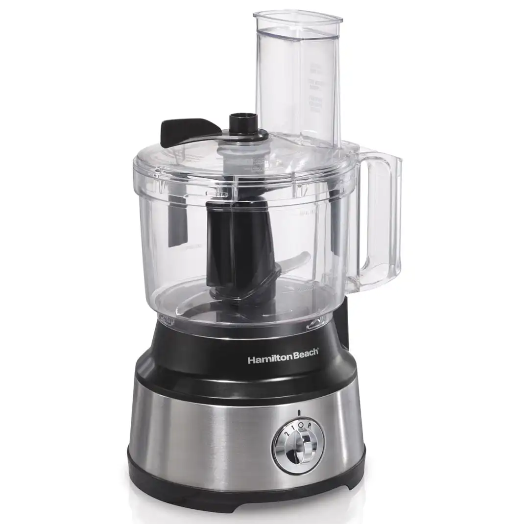 

Bowl Scraper 10 Cup Food Processor, 2 Speeds and Pulse Function, Large Feed Chute, Plastic, 450 watts, Stainless Steel