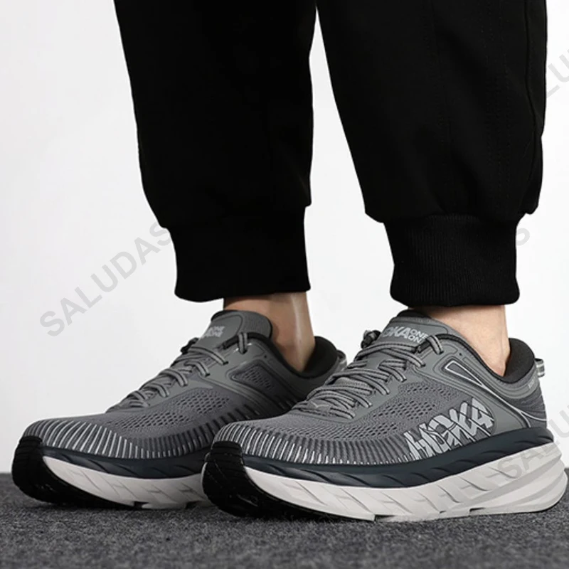 HOKA Running Shoes Bondi 7 Men Outdoor Road Running Sneakers Cushioning Elasticity Marathon Shoes Trail Trekking Tennis Sneakers