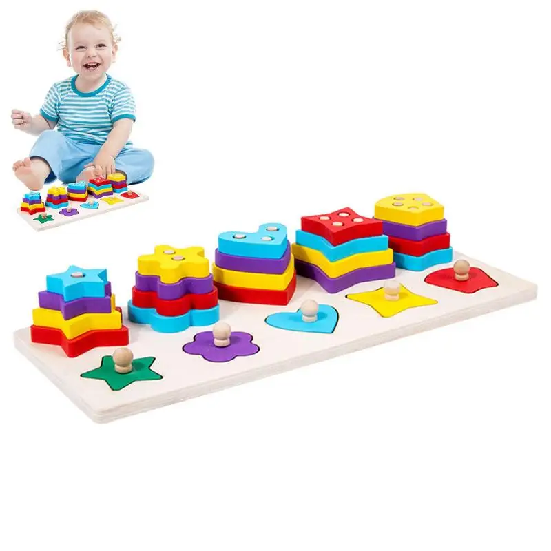 

Wooden Sorting And Stacking Toys For Toddlers Shape Stacking Board Preschool Educational Toys Montessori Game For Boys Girls
