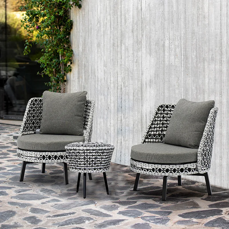 

Rattan leisure sofa combination outdoor table and chair courtyard villa PE rattan single rotating rattan sofa three-piece sofa