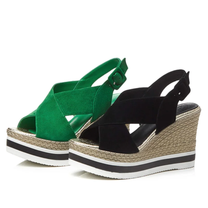 

NewCurve Women Sandals Kid Suede Super High Heels OpenToe Fashion Buckle Strap Rainbow Wedges Casual Beach Summer Shoes
