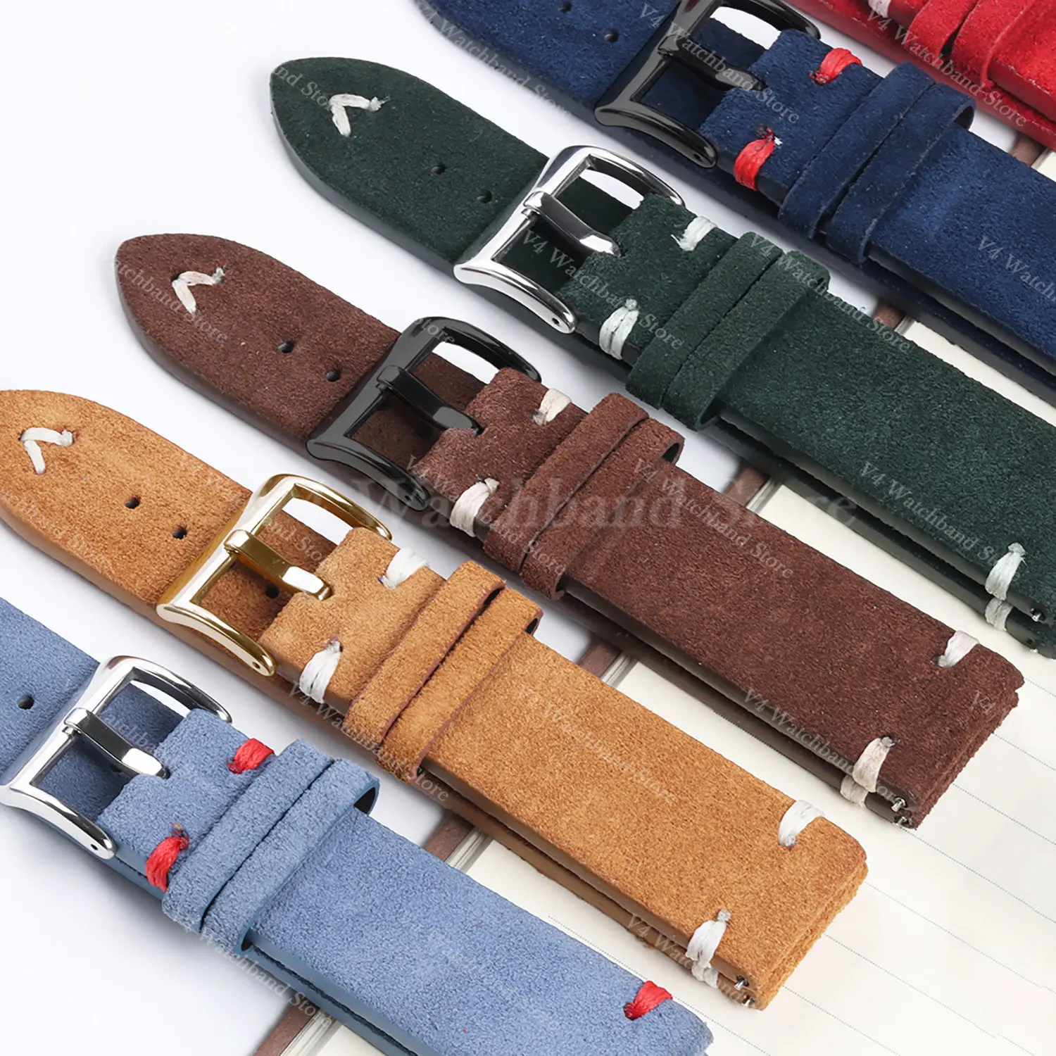 

Vintage Soft Genuine Leather Watch Band for Seiko Quick Release Wristbelt Suede Stitching Strap forRolex Bracelet 18mm 20mm 22mm