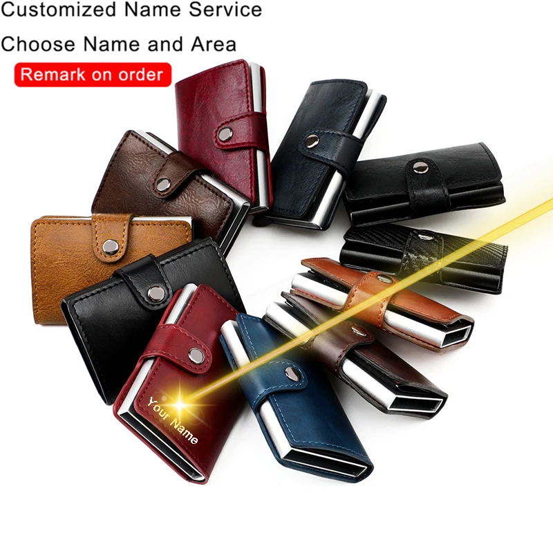 

Custom Engraving Wallet Carbon Fiber Rfid Blocking Card Holder Wallet Men Magic Trifold Leather Slim Wallet Money Bag Male Purse