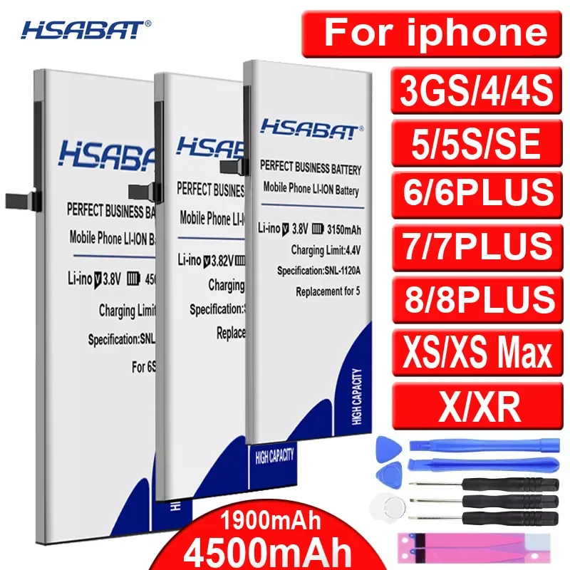 

100% New Battery for iPhone 13 X XS XR 3GS SE 4 4S 5 5S 5C 6 6S 7 7S 8 8S SE II 2 11 Pro Max 6S plus/7 8 Plus/ XS MAX 13 mini