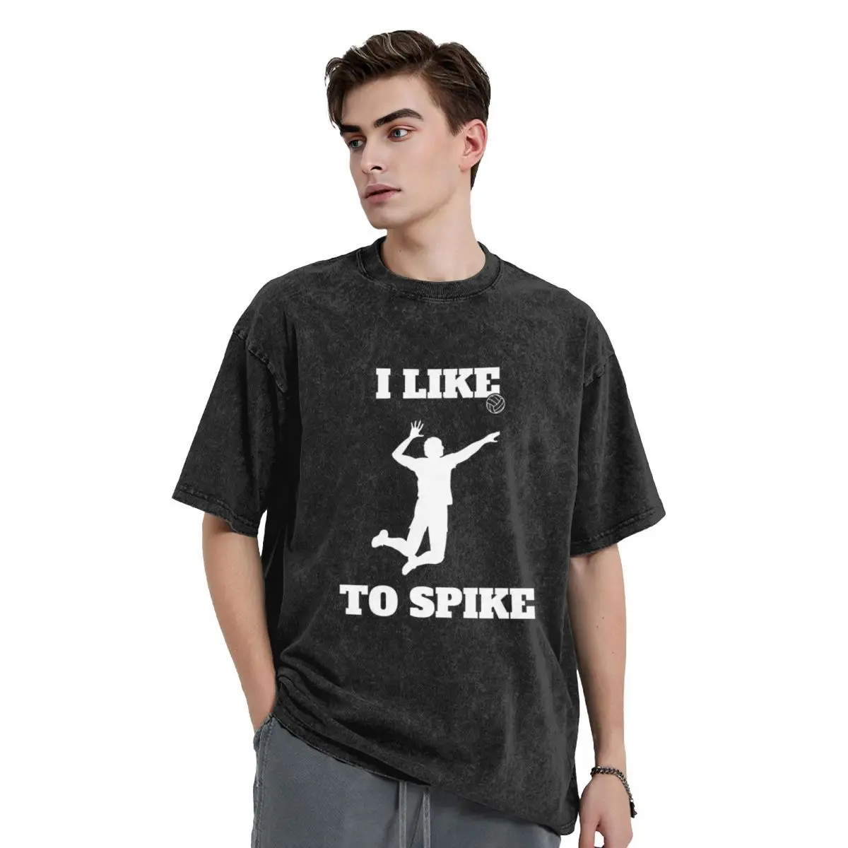 

Men Women's T Shirt Mens Volleyball Washed T Shirts Harajuku I like To Spike Summer Tee Shirt Y2K Print Casual Tops Plus Size