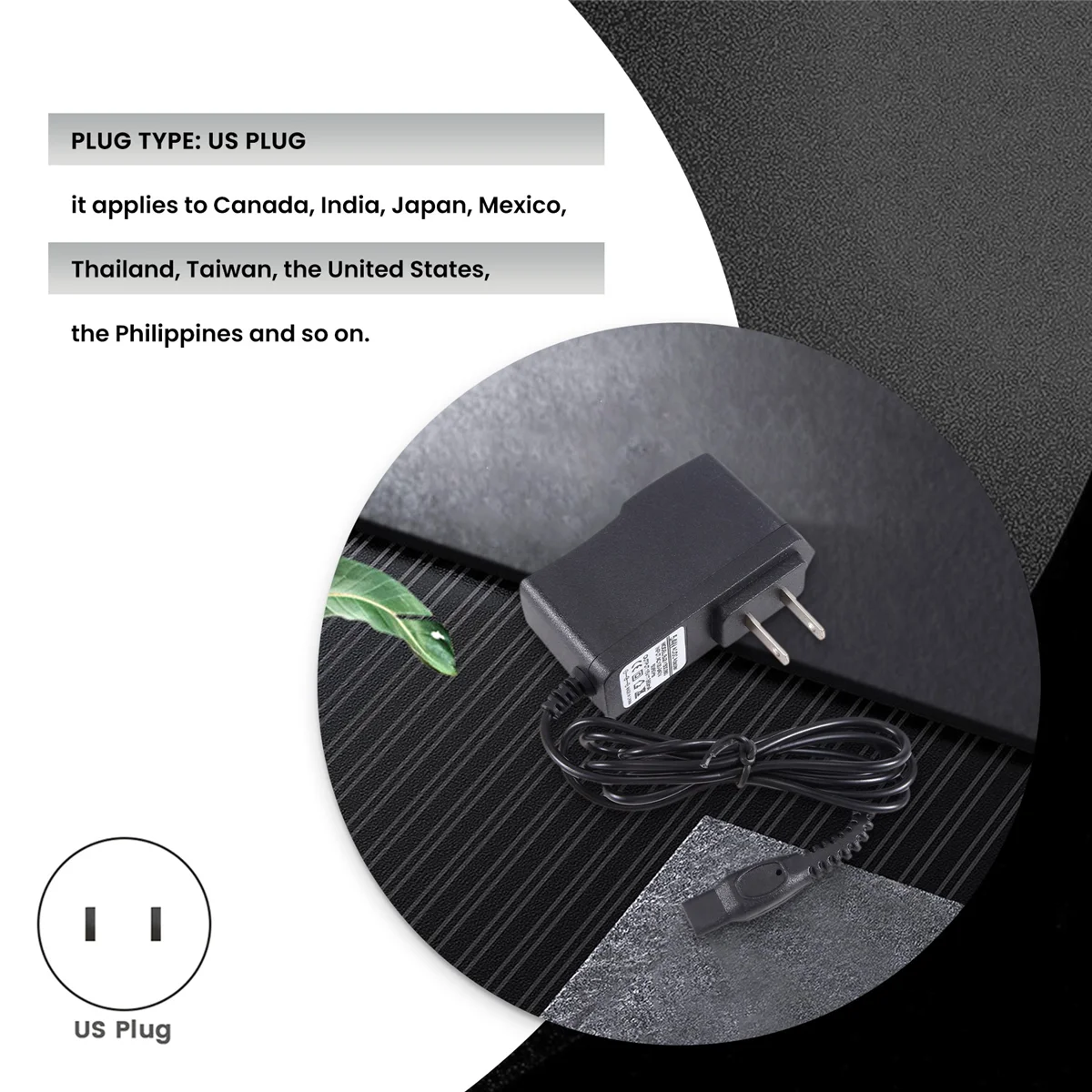 For Philips-HQ8505 Norelco 7000 5000 3000 Series Electric Shaver Beard Trimmer Adapter Power Cord US Plug