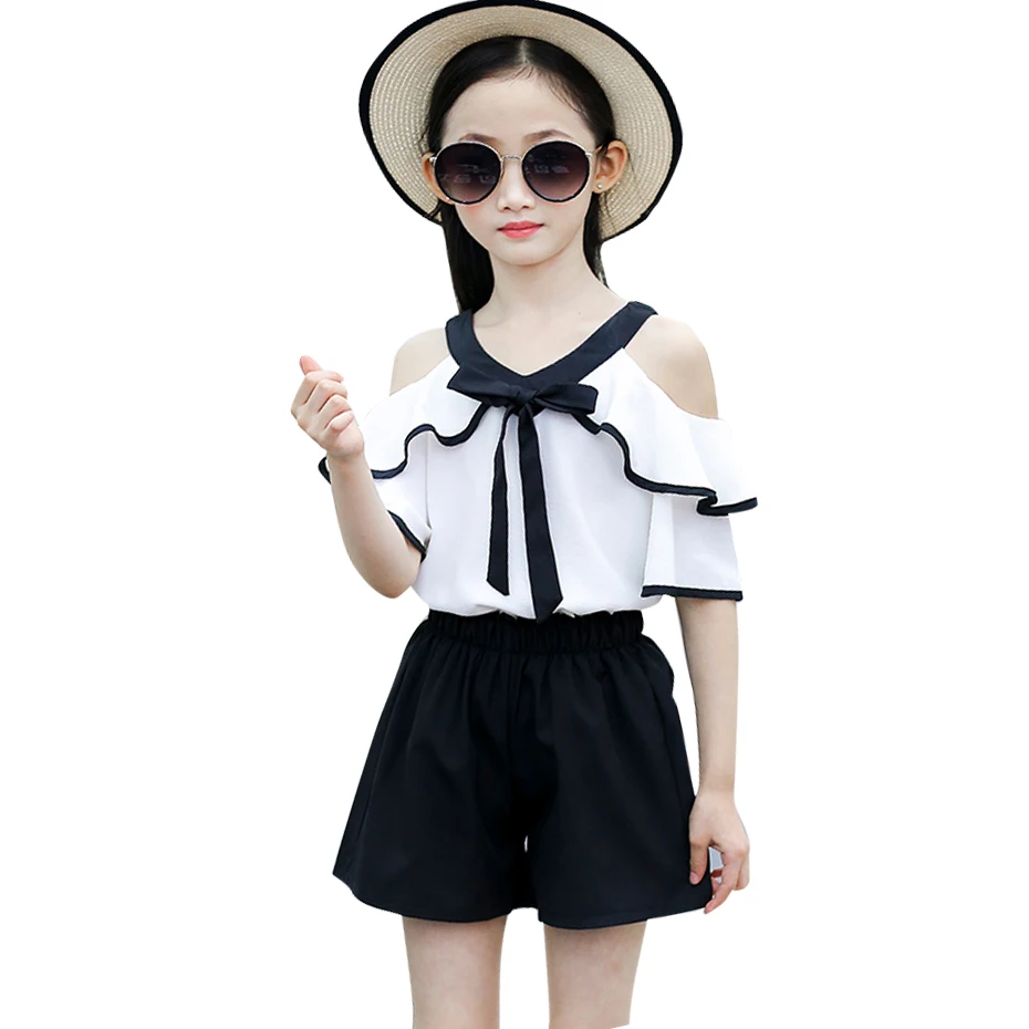 

Детская одежда, одежда для девочек, Летний жилет + короткая одежда для девочек-подростков, повседневный стиль, детские спортивные костюмы