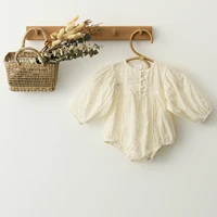 Lace Princess Toddler Romper  Spring Retro Newborn Baby Girl Clothes Cotton Spring Pure Color Infant Outfits