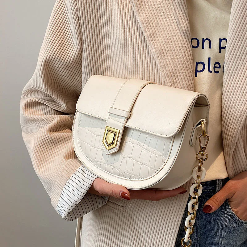 2022 Spring and Summer New Women's Bag Shoulder Messenger Bag Saddle Bag Color Matching Women's Bag Shoulder Bag