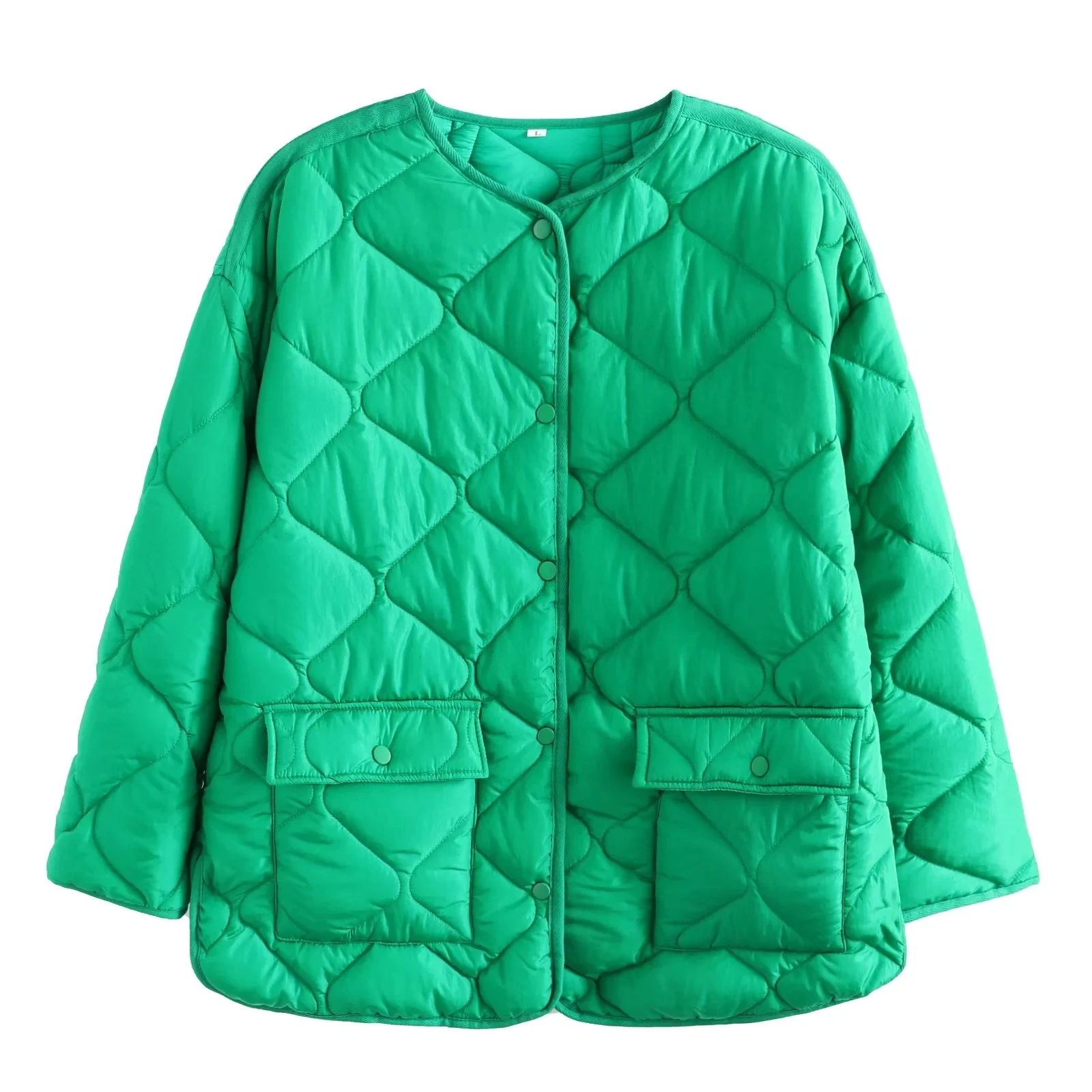 

Women's Parkas Jacket Bomber Coat Green Outwear Casual Loose Outerwear Solid Long Sleeve Elegant Streetwear Vintage Jacket TRF
