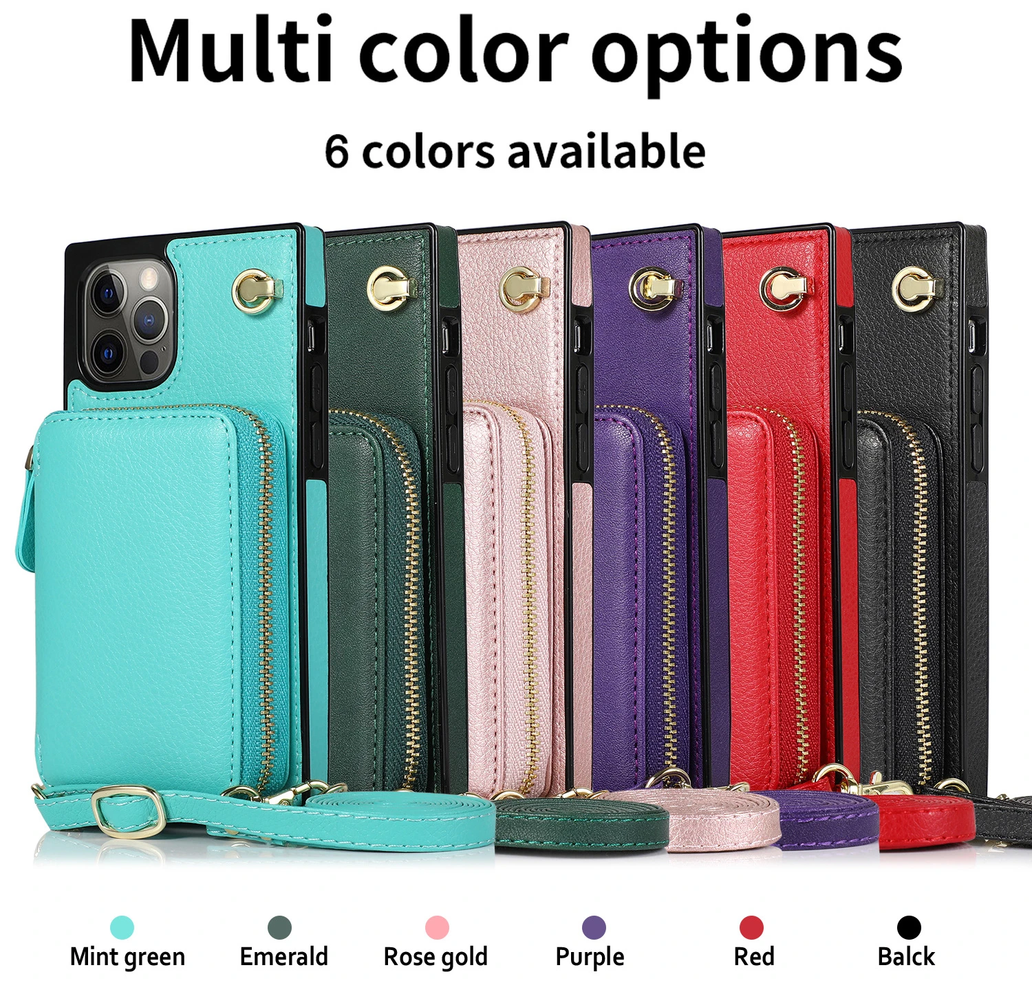 

Leather Case for iPhone 14 13 12promax Plus Zipper Phone Case with Lanyard 12mini Wallet Protective Cover 11 XR XSMAX Phone Case