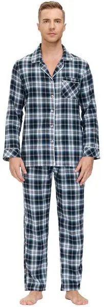 

Мужская длинная пижама в клетку, цвет раньше, хлопок, пуговицы, комплект PJ 56 M-2XL
