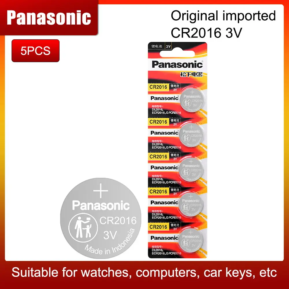 

Brand New PANASONIC 5pcs/lot cr2016 BR2016 DL2016 LM2016 KCR2016 ECR2016 Button Cell Batteries 3V Coin Lithium watch game