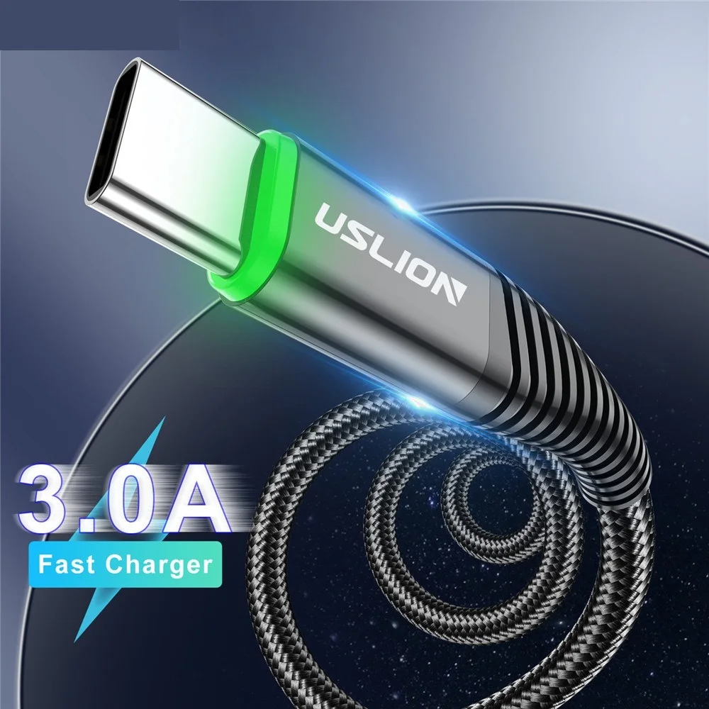 

Светодиодный 3A USB Type C кабель Micro USB, провод для быстрой зарядки для Samsung Xiaomi Huawei, быстрая зарядка USB C, зарядный шнур для передачи данных