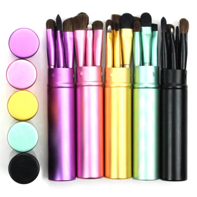 

5pcs Professional Travel Portable Mini Eye Makeup Brushes Set Smudge Eyeshadow Eyeliner Eyebrow Brush Lip Make Up,أدوات المكياج