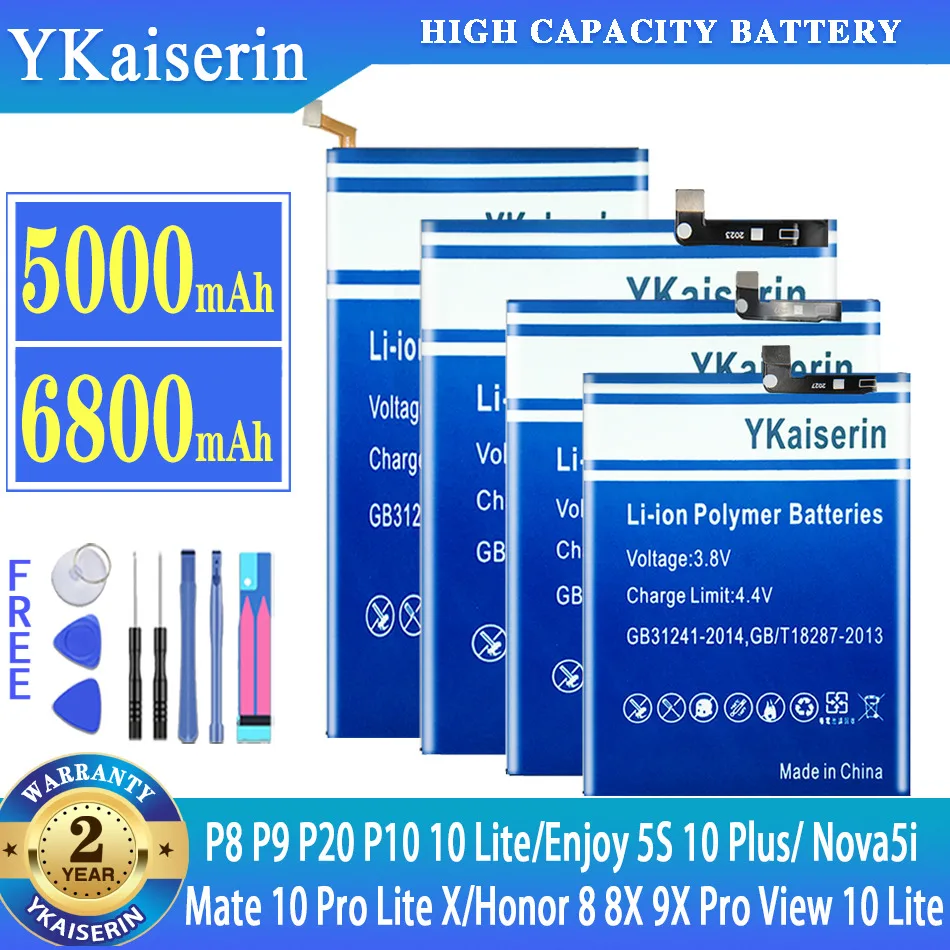 

YKaiserin Battery For Huawei P8 P9 P20 P10 10 Lite Nova5i Enjoy 5S 10 Plus Mate 10 Pro Lite X For Honor 8 8X 9X Pro View 10 Lite