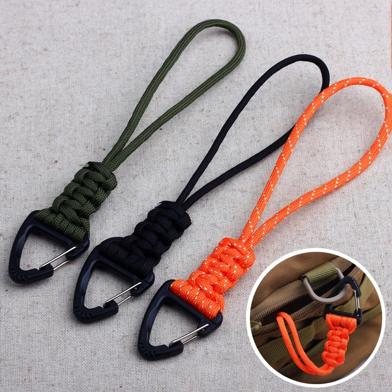 

1PC 10 Styles Paracord Keychain Military Braided Nylon Lanyard With Metal Triangle Buckle High Strength Parachute Cord Carabiner