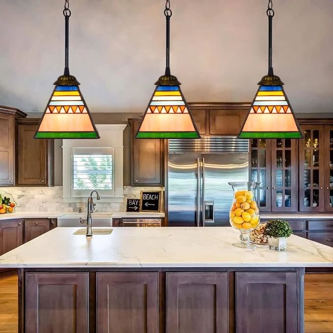 Креативный дизайн в винтажном стиле Tiffany треугольная фотолюстра с витражным