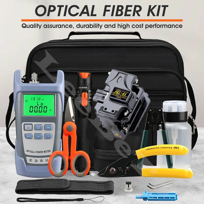 16Pcs/lot Fiber Optic FTTH Tool Kit with SKL-8A Fiber Cleaver Optical Power Meter 10mw Visual Fault Locator Wire Stripper