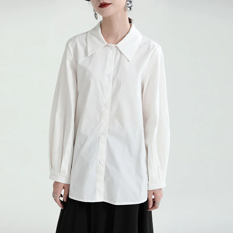 

Simple folded wear shirt women 2023 winter new loose casual lazy solid color long-sleeved shirt