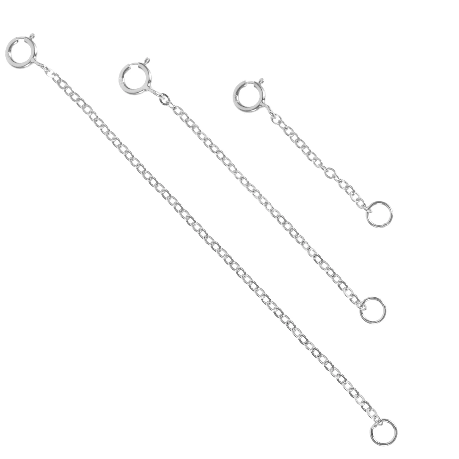 

3pcs Necklace Extender Chain Bracelet Anklet Choker with Lobster Clasp Adjustable Length For DIY Jewelry Making ( Silver )