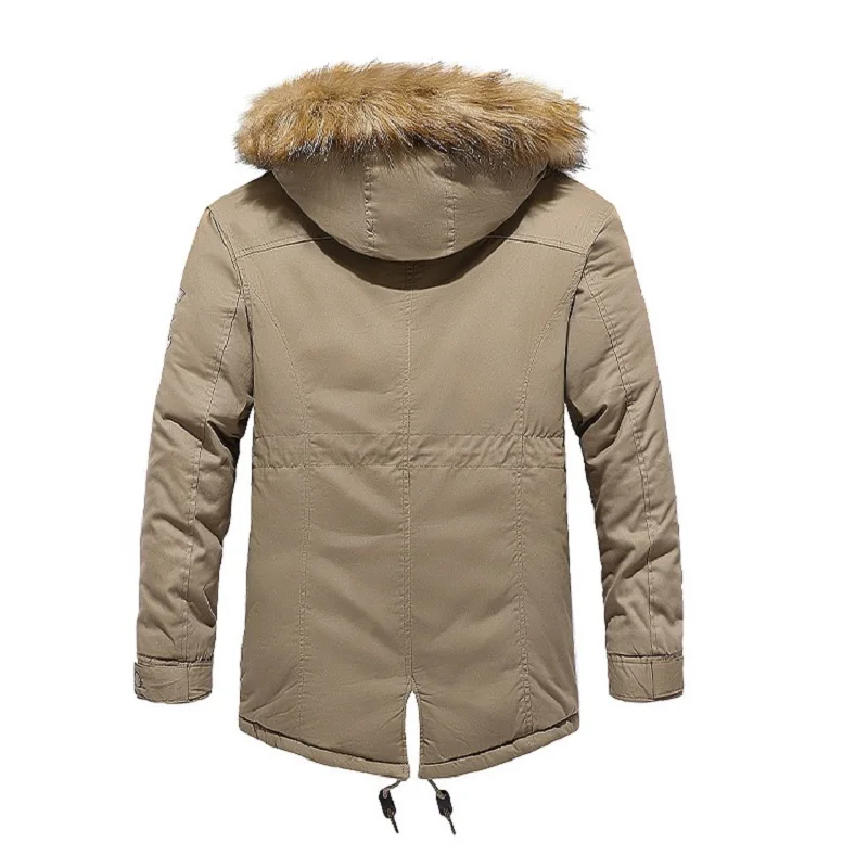 Mid-length Cotton Thickened Hooded Parka Winter Jacket Men's Outdoor Plus Velvet Detachable Hooded Warm Cotton Clothing
