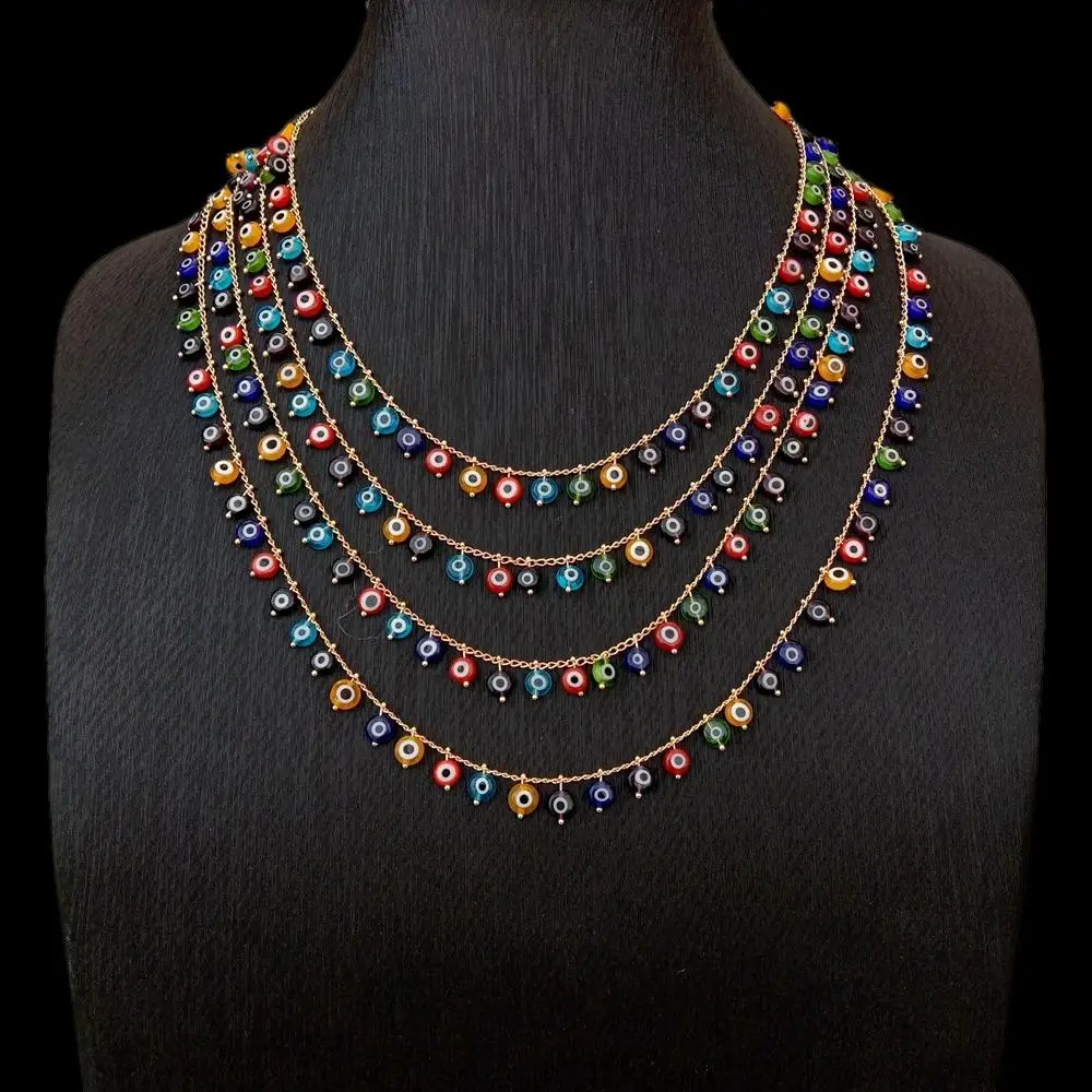 

Y.YING 4 Layers Multi Color Evil Eye Chain Choker Necklace Fashion Women Necklace Gifts