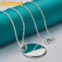 925 sterling silver round label pendant necklace 16 30 inch chain for women party engagement fashion charm jewelry