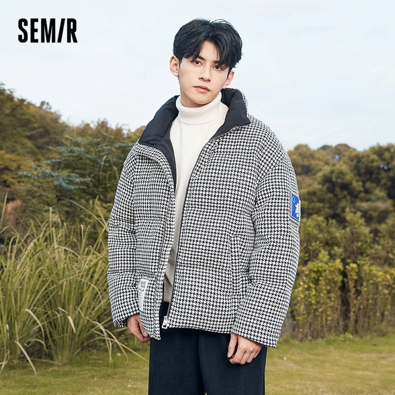 

Semir Down Jacket Men 2022 Winter Stand Collar Oversize Thick Black And White Korean Fashion Coat