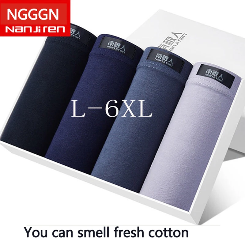 4Pcs/lot Mens Underwear Soft Boxers Cotton Boxer Men Solid Boxer Shorts Plus Size Boxers Comfortable Mens Underwear