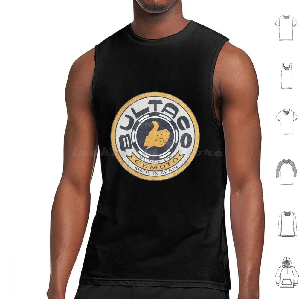 

Bultaco : Cemoto , Made In Spain ( Red & Yellow Version ) Tank Tops Vest Sleeveless Old Vintage Retro Moto Pegaso Motos