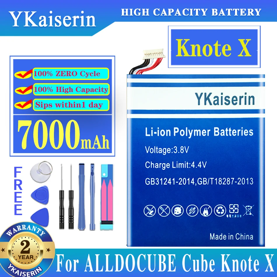 

YKaiserin Replacement Battery For ALLDOCUBE Cube Knote X & Pro Kubi KnoteX Tablet PC 7000mAh Batteria + Free Tools