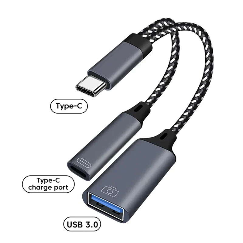 USB-кабель два в одном OTG с адаптером для зарядки PD Адаптер типа C к USB A двумя портами