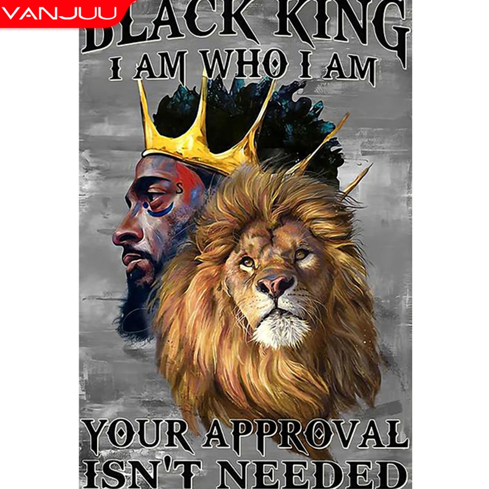 

Graffiti Art Diamond Painting Black King Lion Diamond Mosaic 5D Full Square/ Round Drill Portrait DIY Handicraft Home Decor