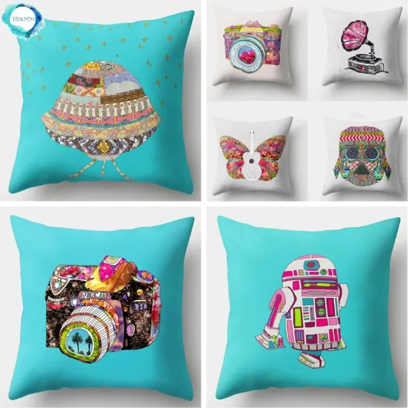 Ретро городской пейзаж граммофон музыкальный инструмент гитара барабанная