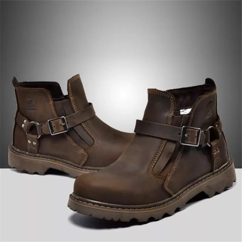 

Водонепроницаемые кожаные мотоциклетные ботинки, винтажные мотоциклетные защитные ботинки, мужская коричневая обувь для мотокросса, Улич...